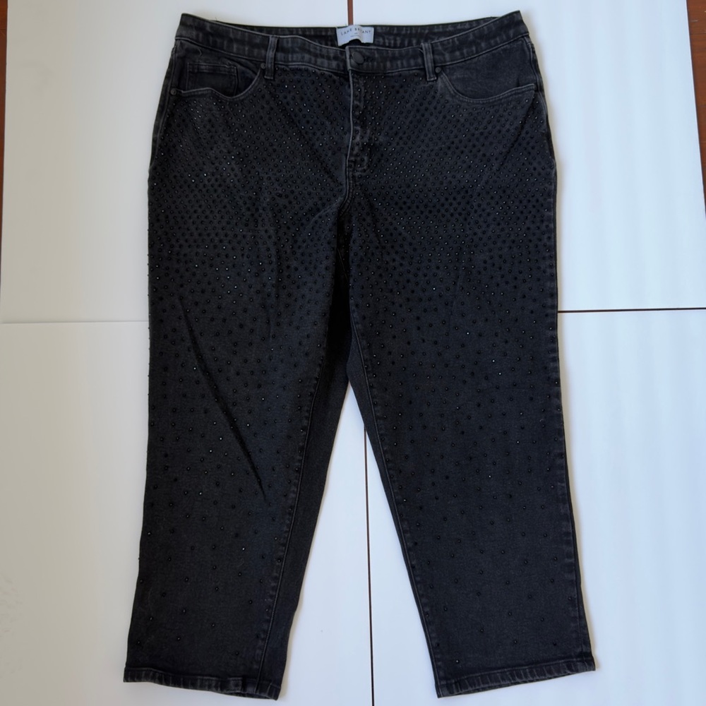 Lane Bryant Black Ankle‎ Embellished Jeans